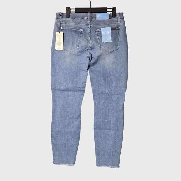 7 For All Mankind Maple Mid Rise Raw Edge Hem Cropped Skinny Jeans Size 30 NWT - Picture 7 of 12